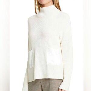 Hugo Boss cashmere and cotton funnel neck sweater with front satin pockets